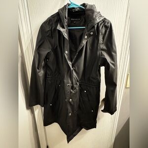 Express Women's Black Trench Coat Rain Jacket